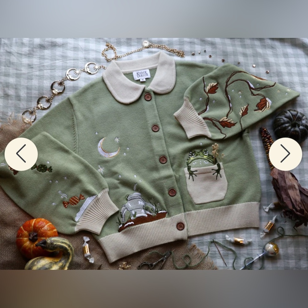 NWOT KNOCK THRICE Over the Garden Wall Little Brother Embroidered Cardigan 3XL
